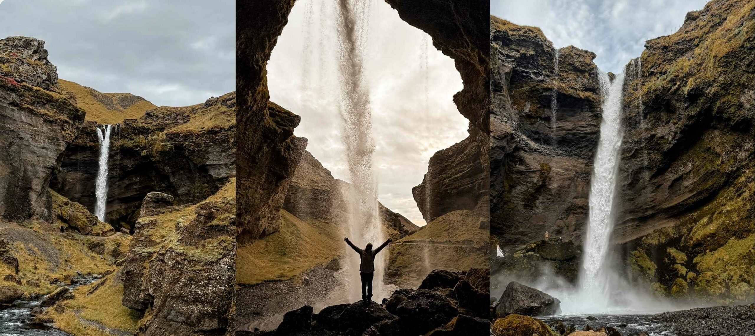 varie visuali della cascata di Kvernufoss